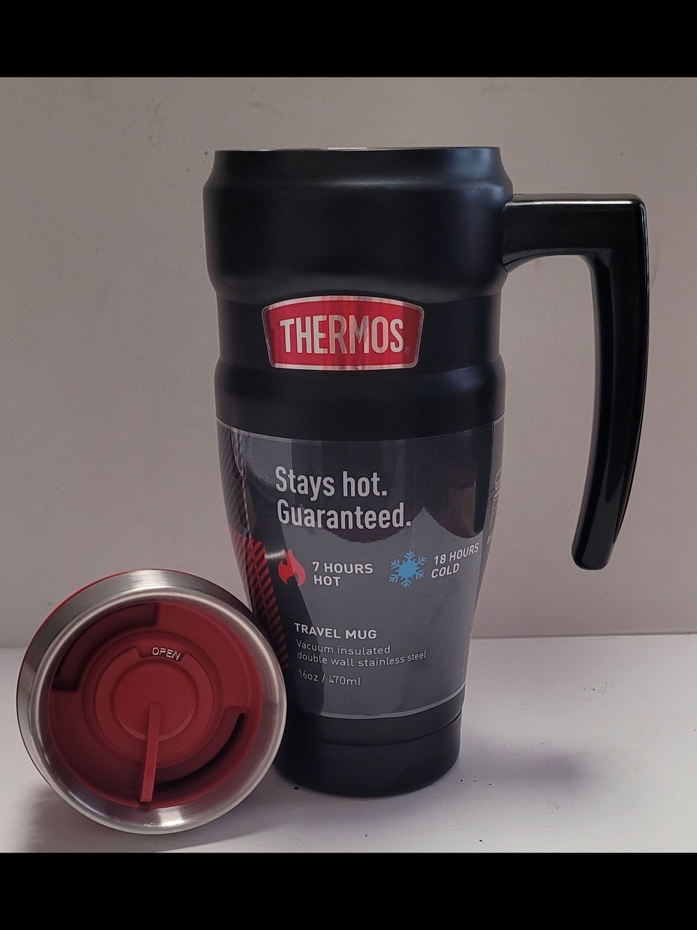 Thermos Black & Stainless Steel Travel Mug - Stays Hot - Picture 6 of 6